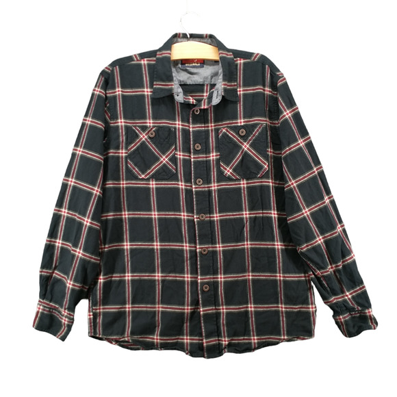 Wrangler Originals Men's Button-Up Flannel Shirt Multi Large Long Sleeve Check - Picture 1 of 12